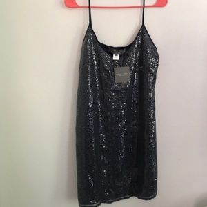 Blue sequin mini dress